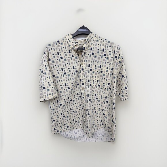 Men’s Size L Vintage Short Sleeve Button Down Geometric Pattern - Picture 1 of 3